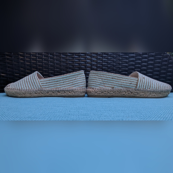 NWOT Size EU 37, 8 By Yoox Tan & Aqua Striped Espadrilles - Picture 9 of 9